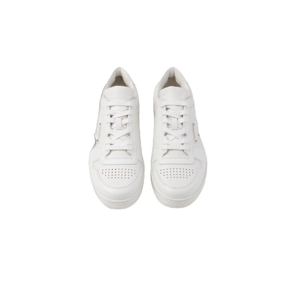 PRADA LEATHER AND FABRIC SNEAKERS WITH TWO TONES WHITE