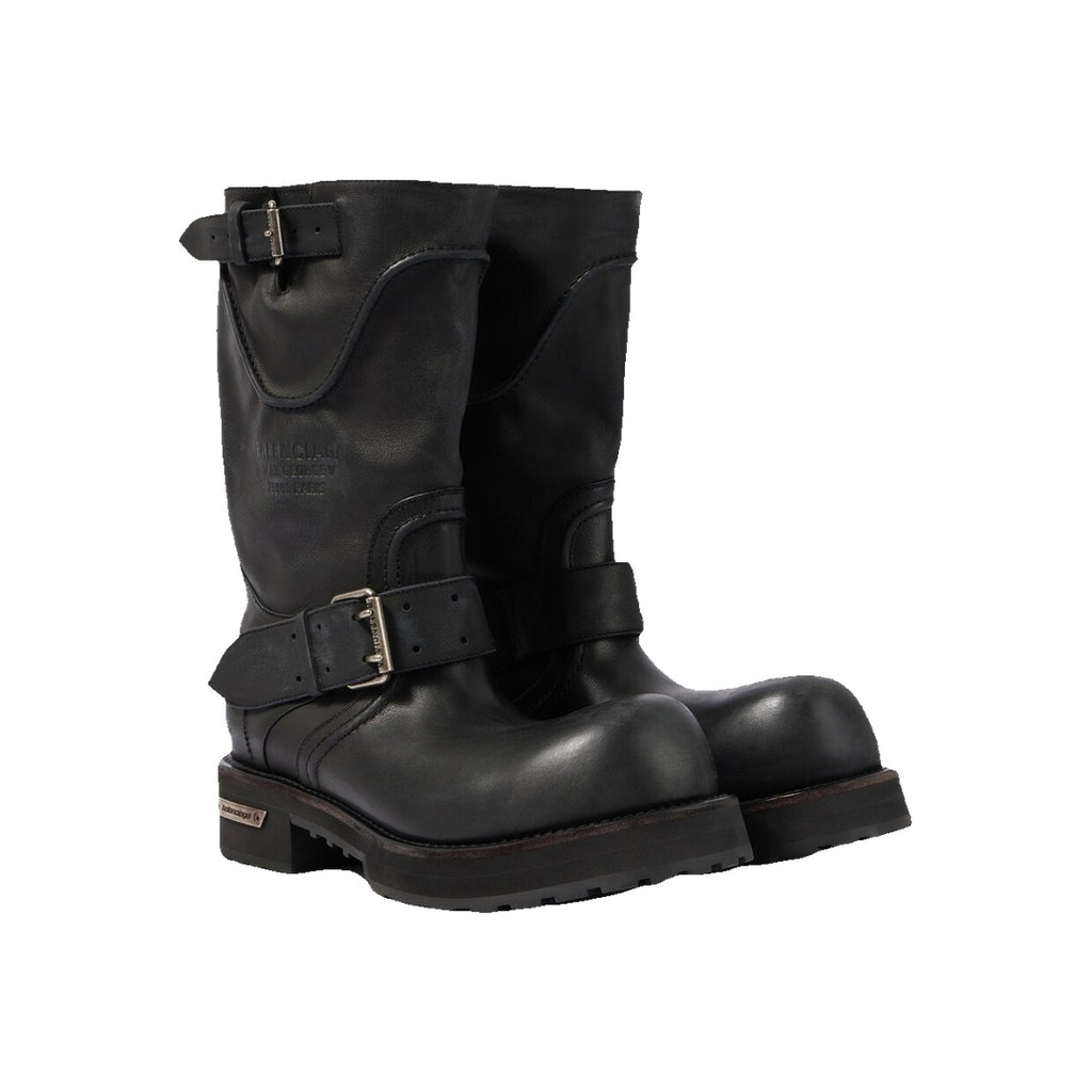 BALENCIAGA VENOM LEATHER BOOTS BLACK
