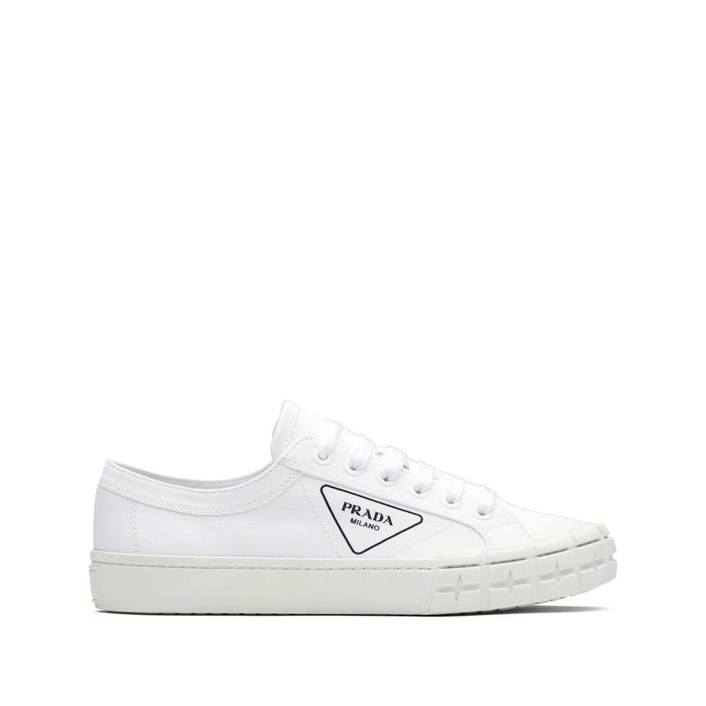 PRADA DRILL LOW-TOP CANVAS SNEAKERS WHITE