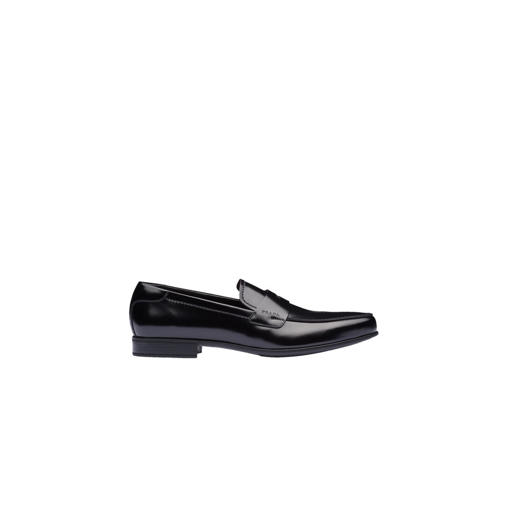Prada Brushed Leather Loafers Black