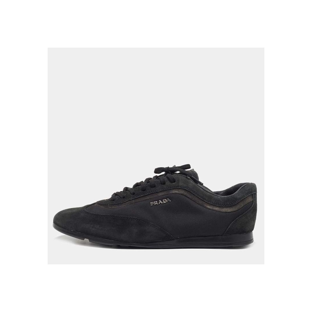 PRADA NYLON AND SUEDE LOW-TOP SNEAKERS BLACK
