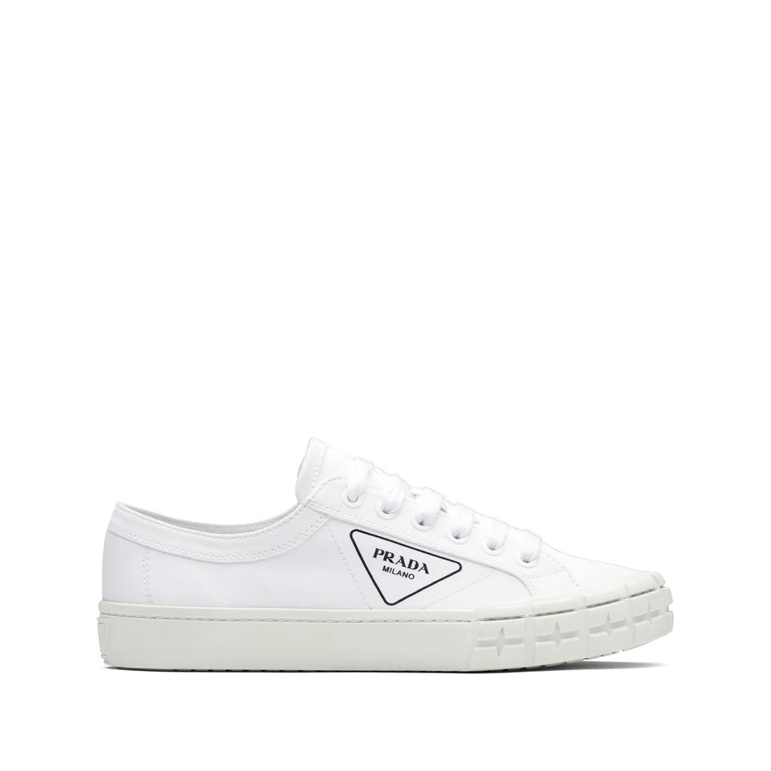 PRADA DRILL LOW-TOP CANVAS SNEAKERS WHITE