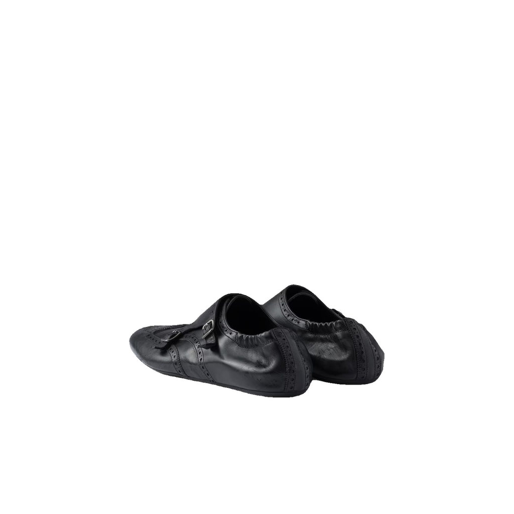 PRADA SHUFFLE MONK STRAP SHOES BLACK