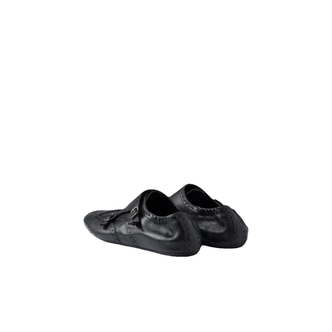 PRADA SHUFFLE MONK STRAP SHOES BLACK