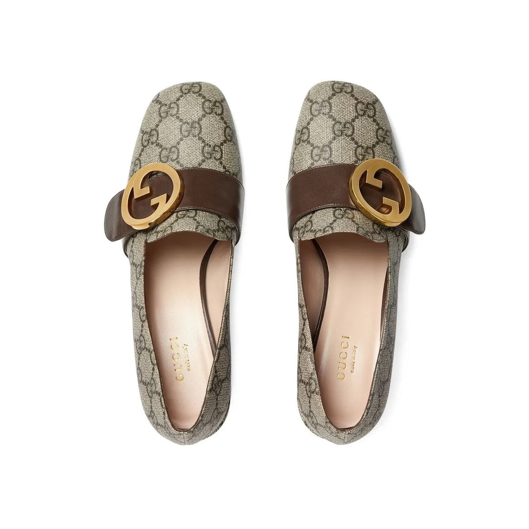 GUCCI (WMNS) BLONDIE PUMP GG SUPREME CANVAS EBONY' BROWN