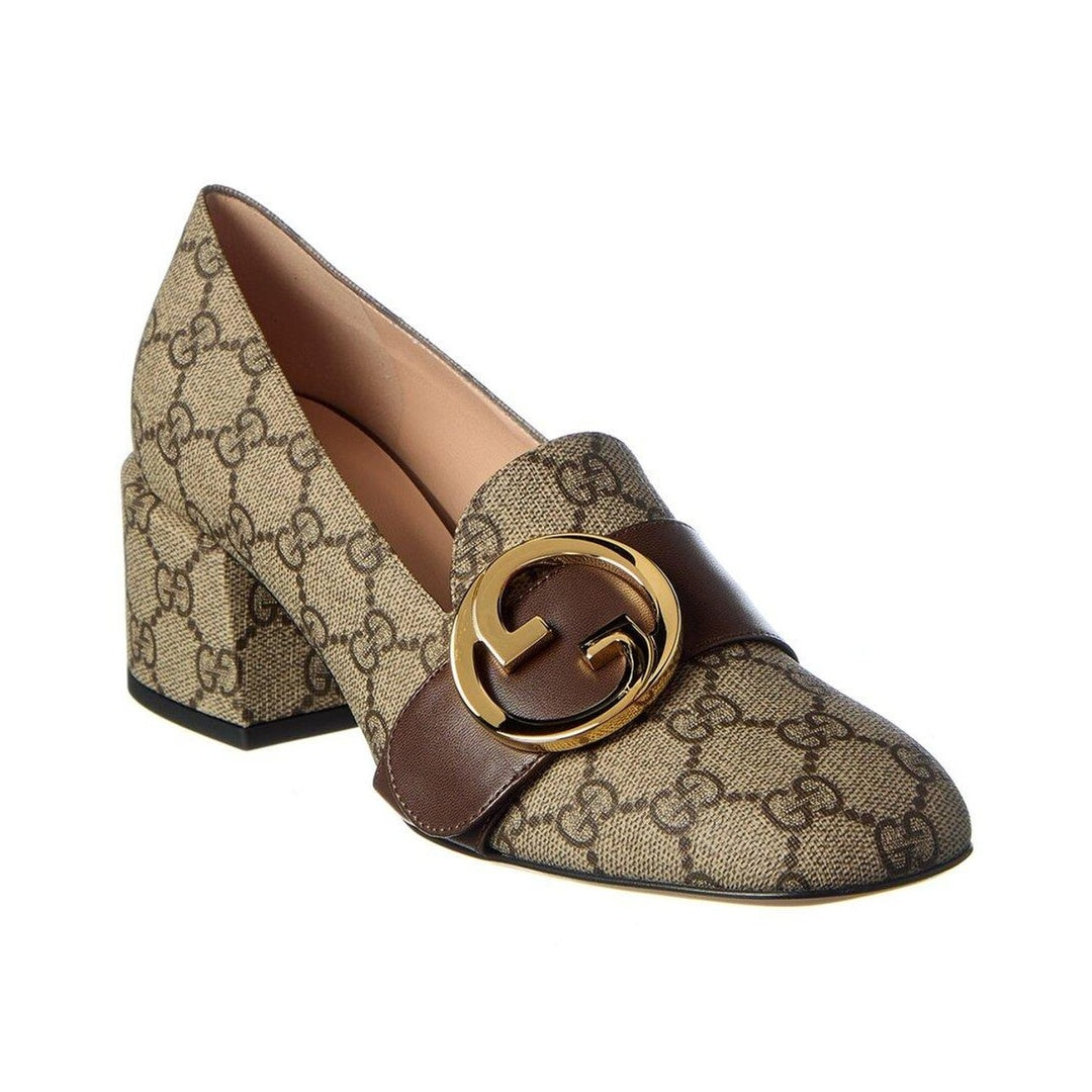 GUCCI (WMNS) BLONDIE PUMP GG SUPREME CANVAS EBONY' BROWN