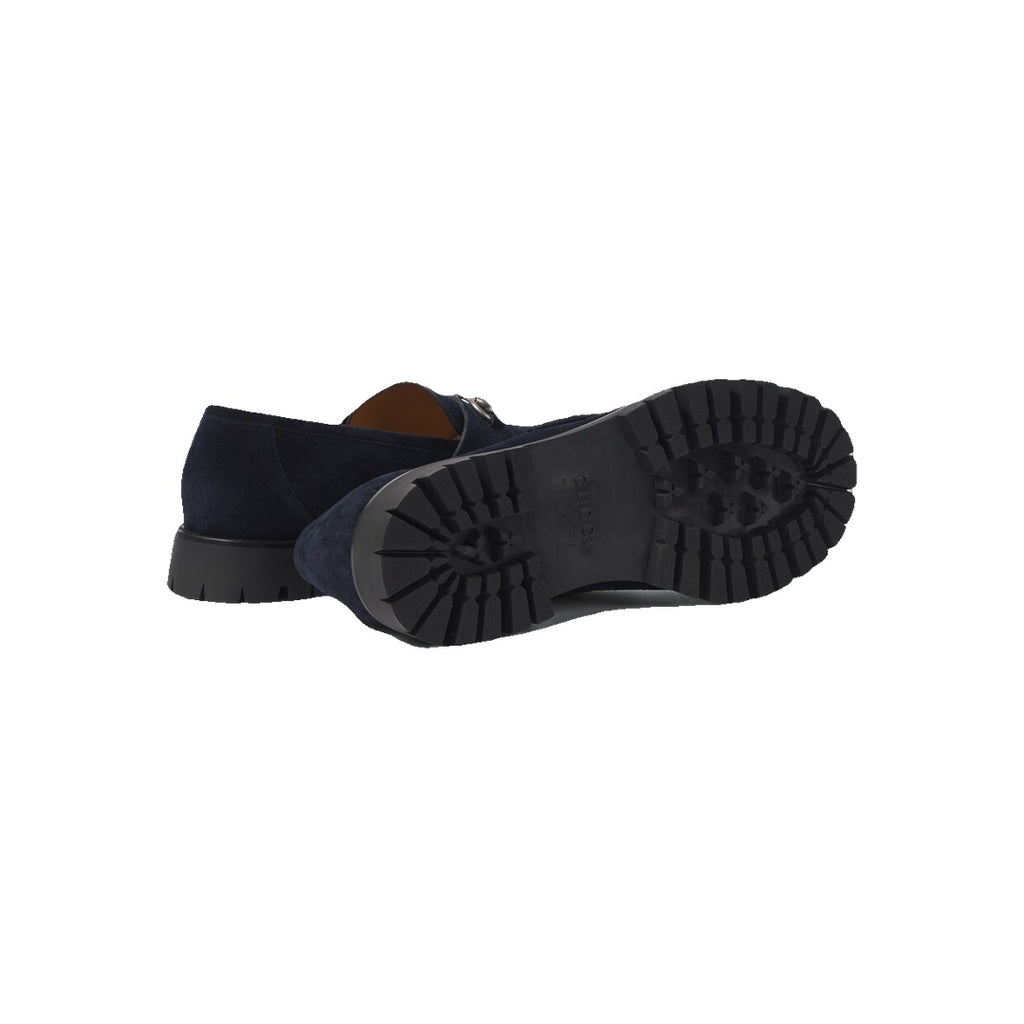 GUCCI HORSEBIT-DETAILED SUEDE CLOGS BLUE