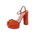 GUCCI HORSEBIT PLATFORM SANDALS ORANGE