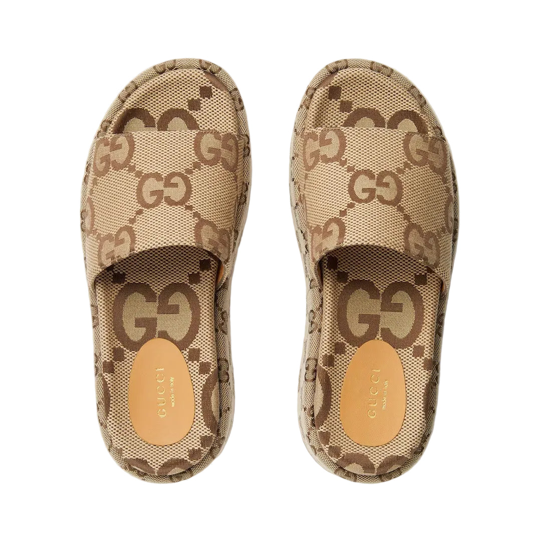 GUCCI PLATFORM SLIDE SANDAL BROWN