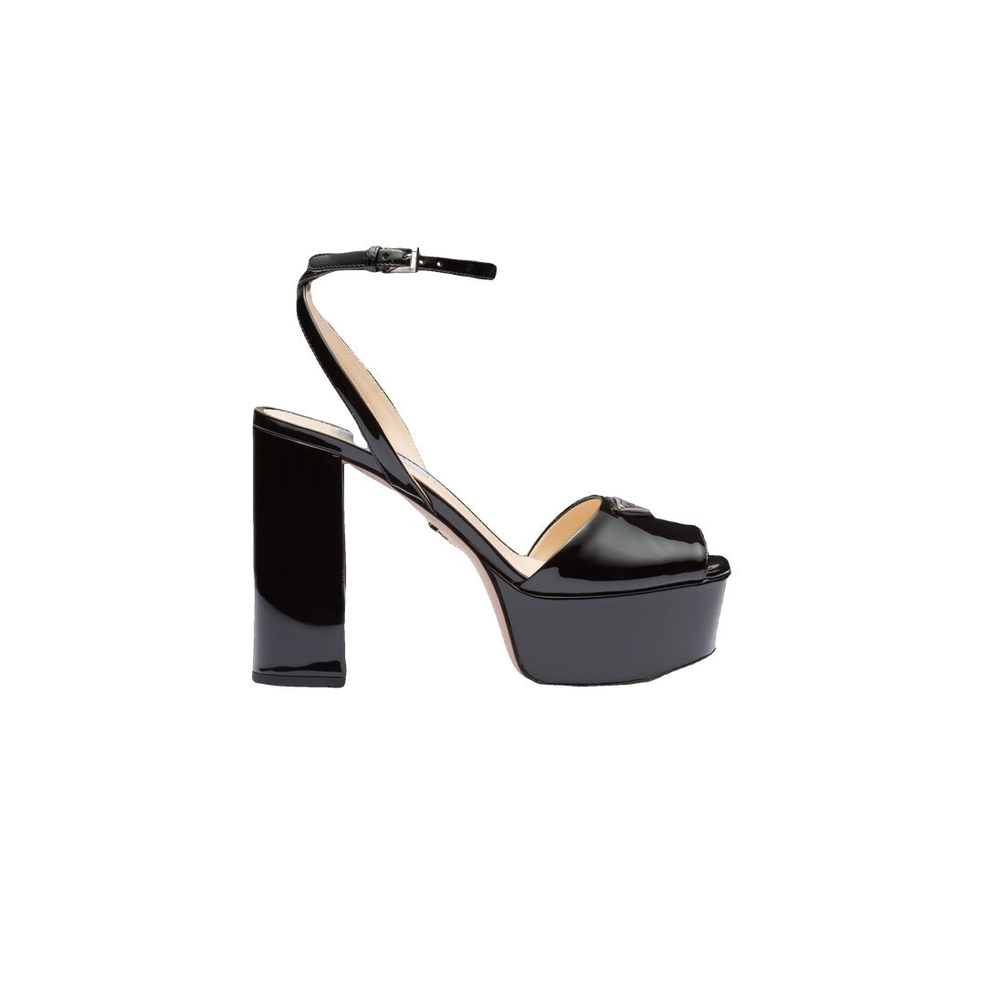 PRADA PATENT LEATHER SANDALS BLACK