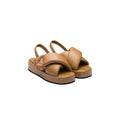 PRADA LEATHER WEDGE SANDALS NATURAL