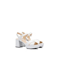 PRADA PATENT LEATHER WEDGE SANDALS WHITE
