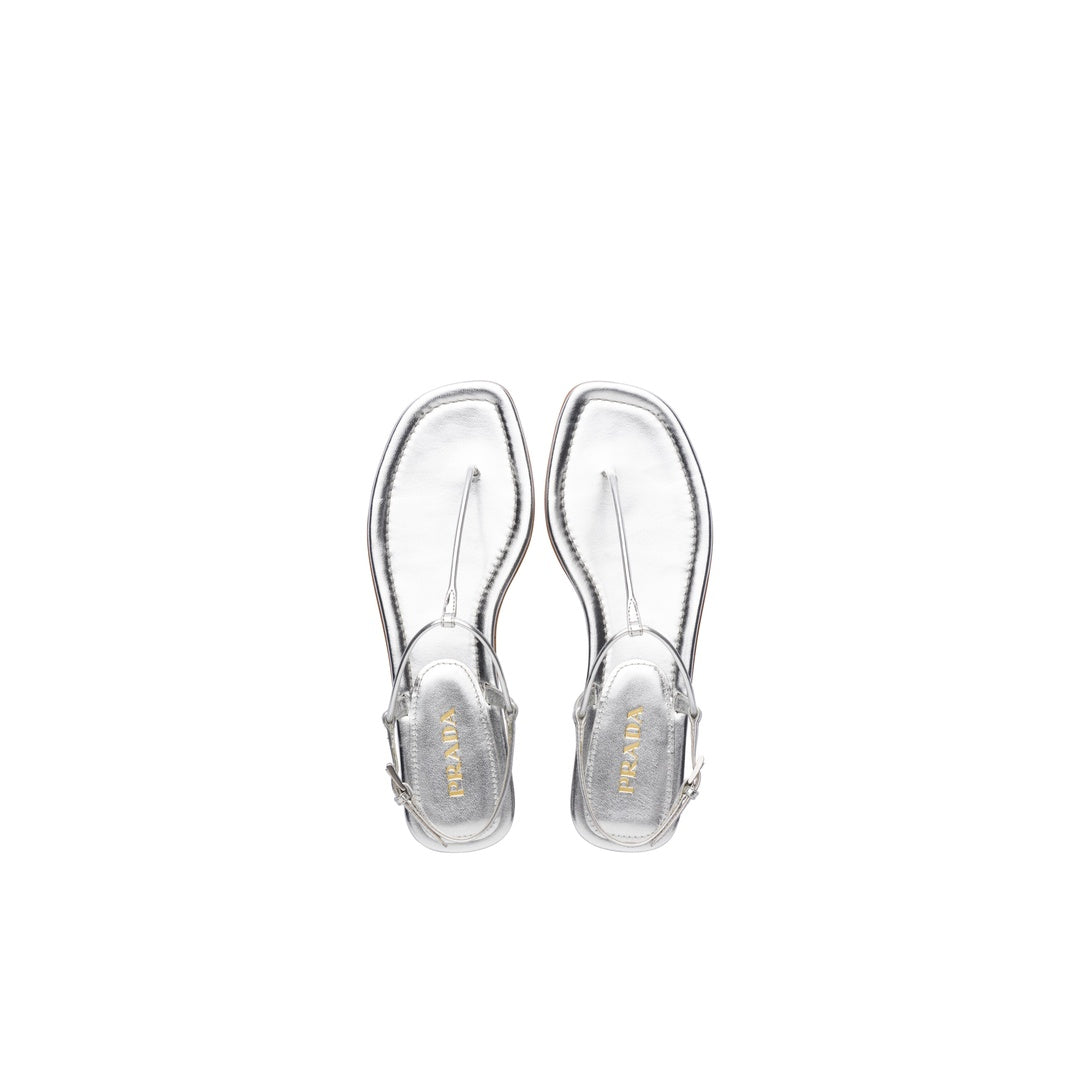 PRADA LEATHER METALLIC SANDALS METALLIC