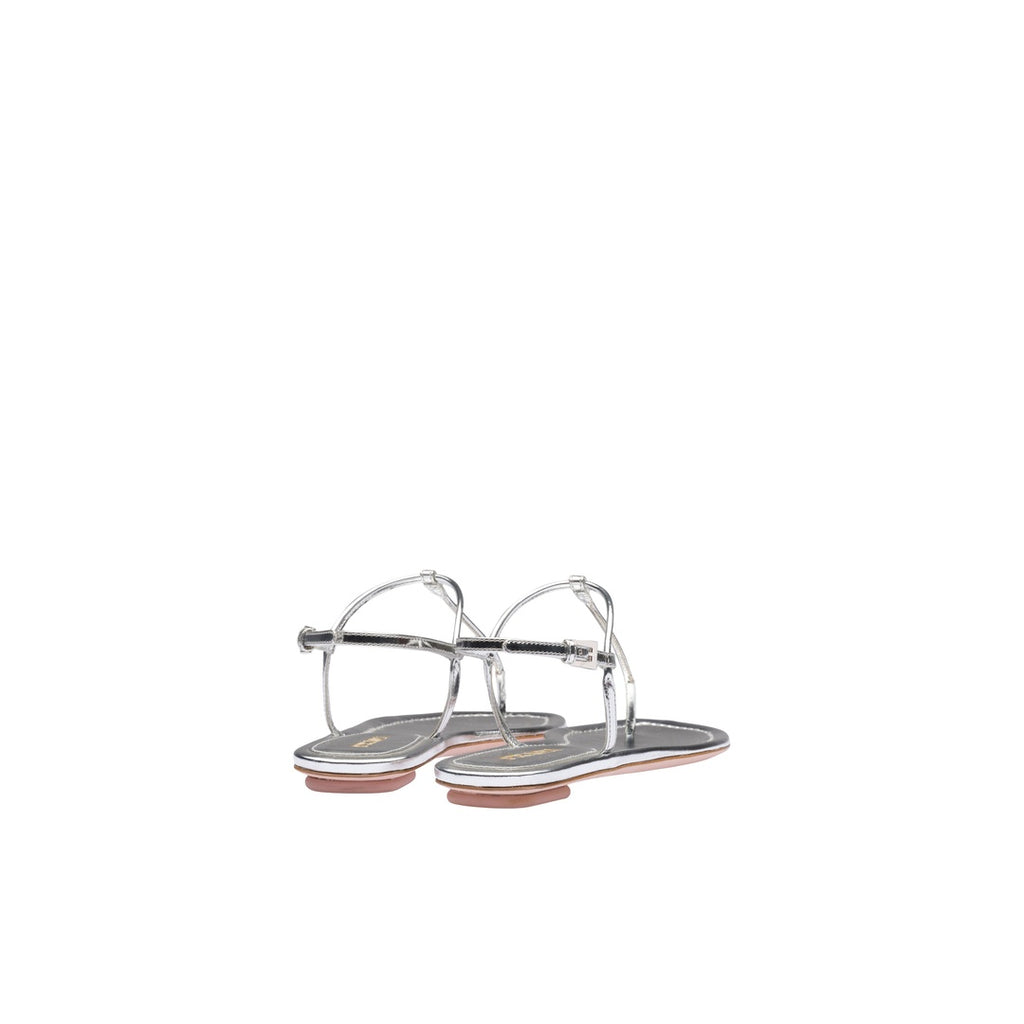 PRADA LEATHER METALLIC SANDALS METALLIC