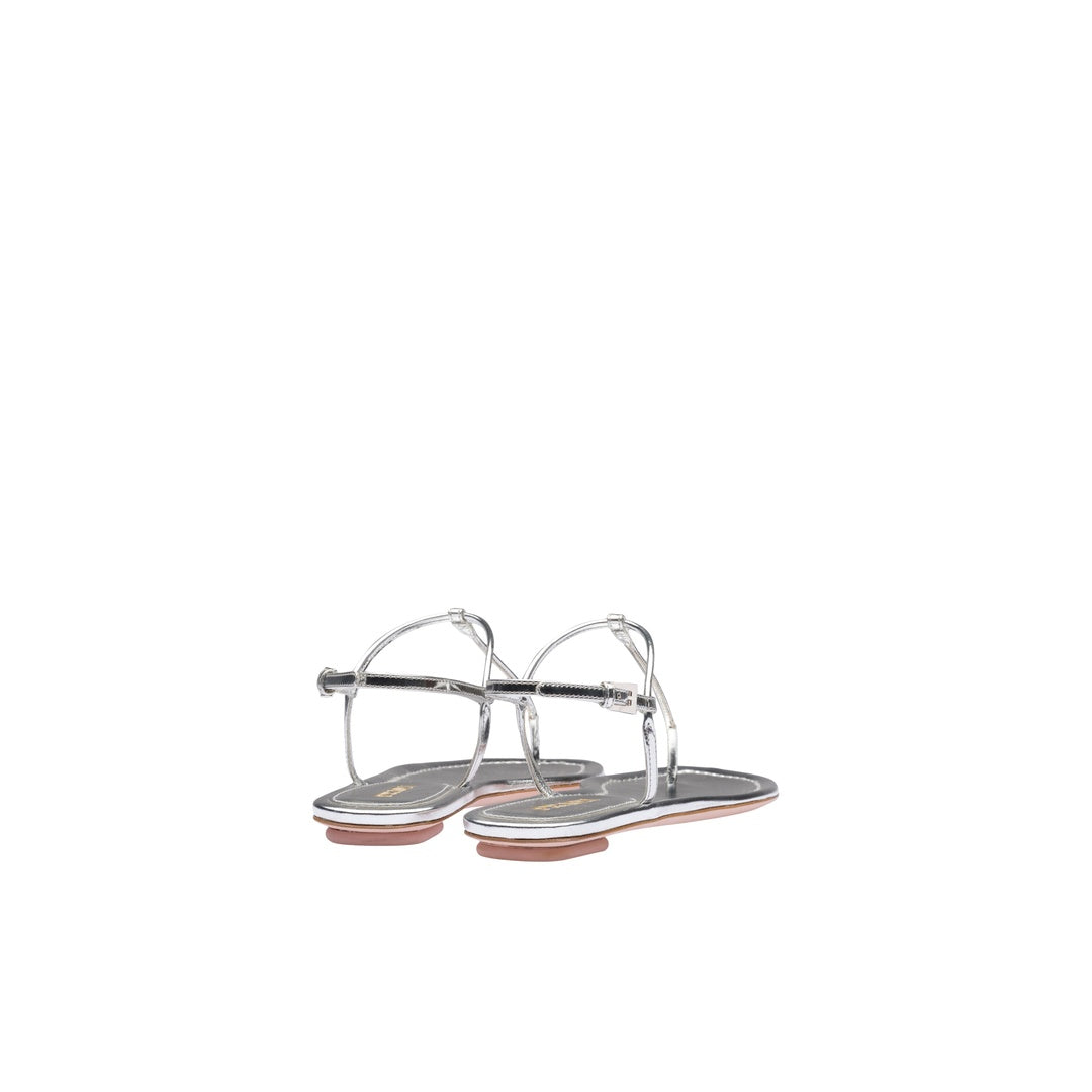 PRADA LEATHER METALLIC SANDALS METALLIC