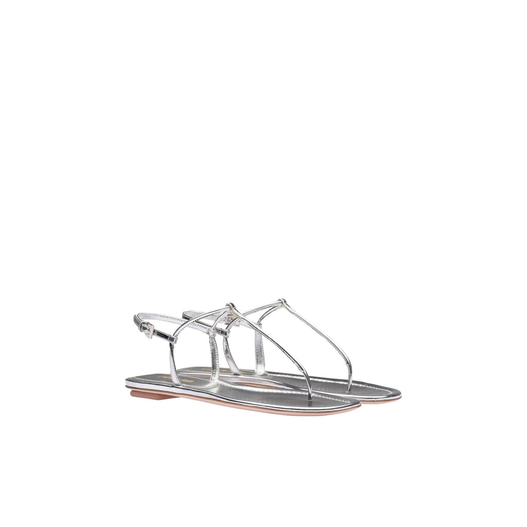 PRADA LEATHER METALLIC SANDALS METALLIC