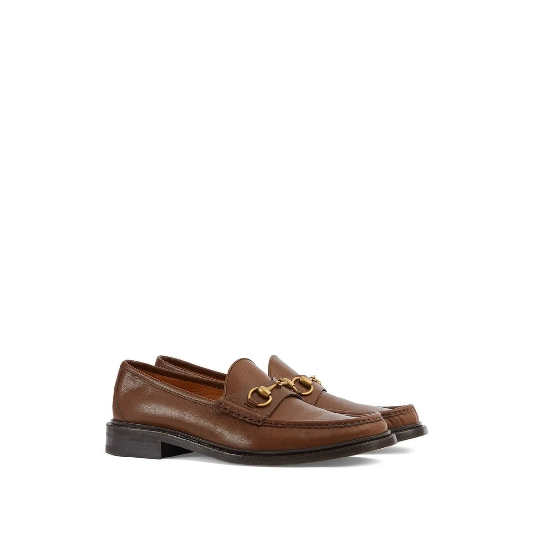 GUCCI EDGAR HORSEBIT-EMBELLISHED LEATHER LOAFERS BROWN
