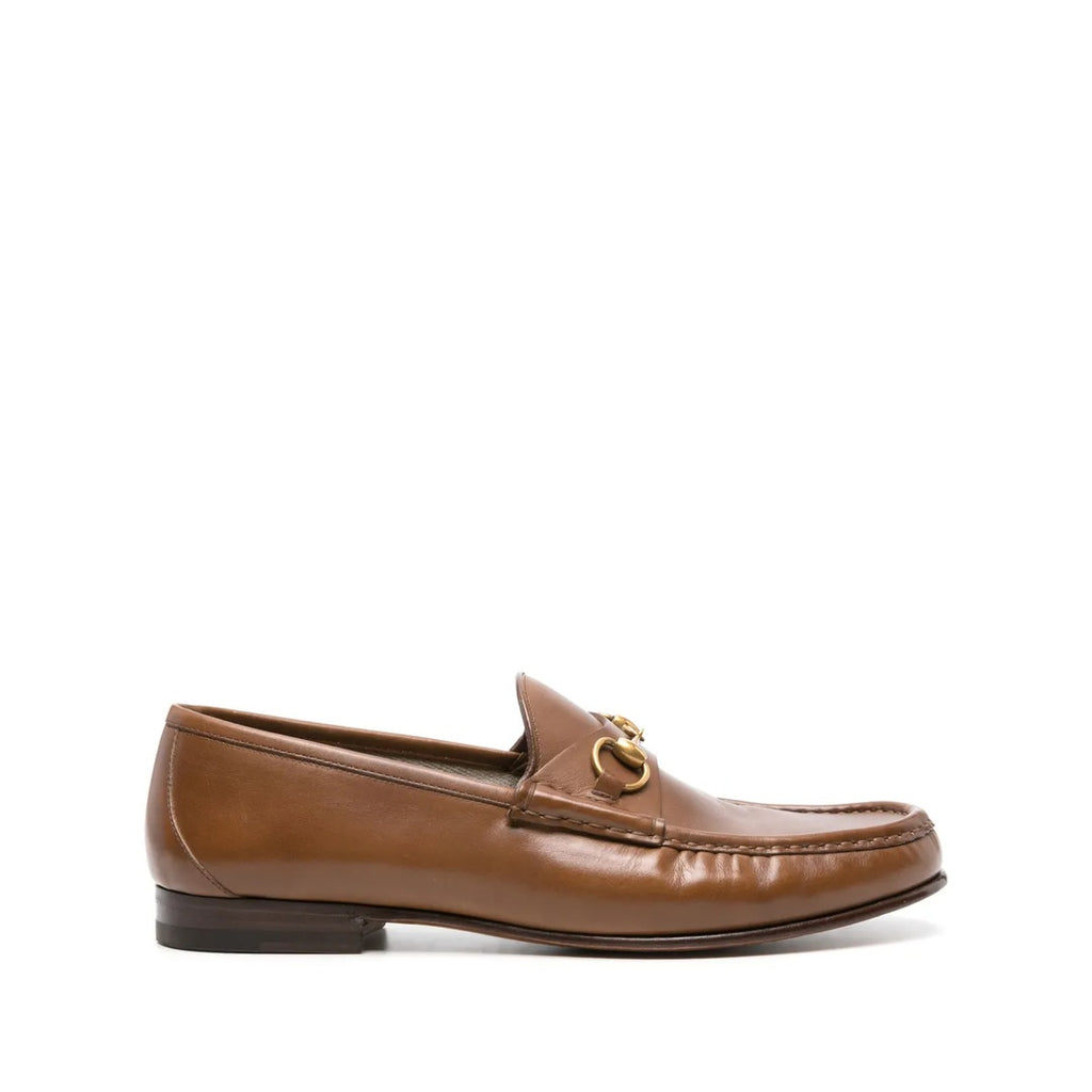 GUCCI EDGAR HORSEBIT-EMBELLISHED LEATHER LOAFERS BROWN