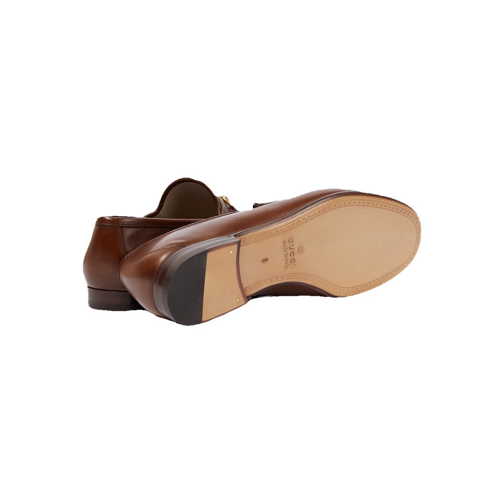 GUCCI EDGAR HORSEBIT-EMBELLISHED LEATHER LOAFERS BROWN