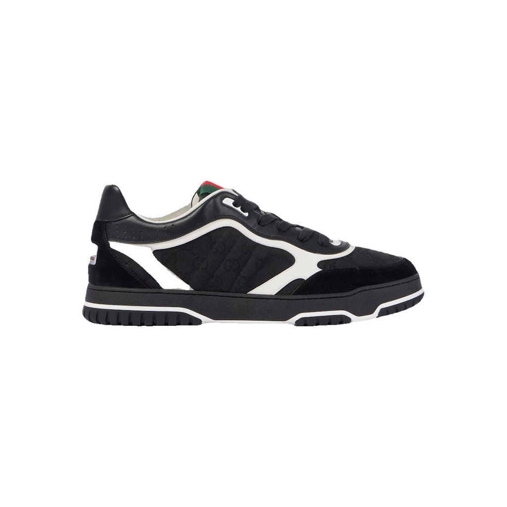 GUCCI RE-WEB SUEDE AND WEBBING-TRIMMED CANVAS AND LEATHER SNEAKERS BLACK