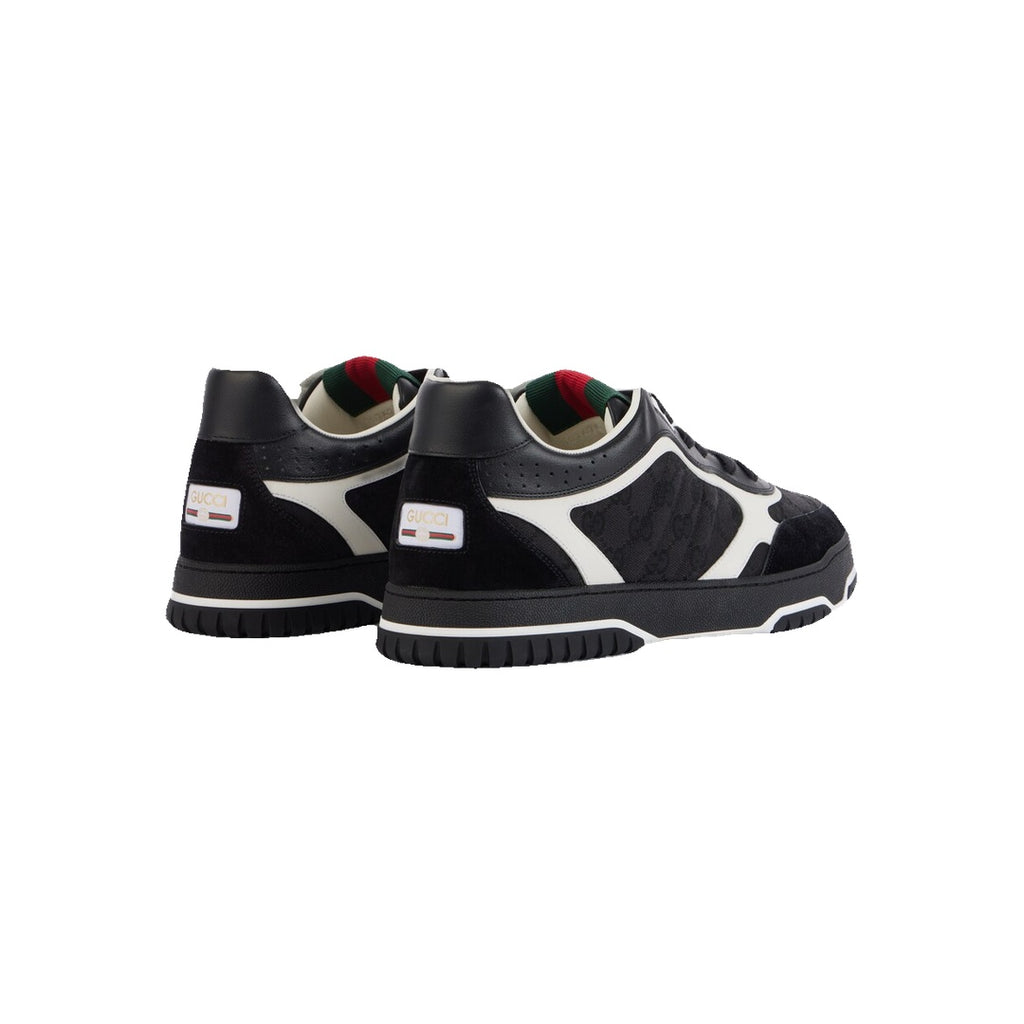 GUCCI RE-WEB SUEDE AND WEBBING-TRIMMED CANVAS AND LEATHER SNEAKERS BLACK