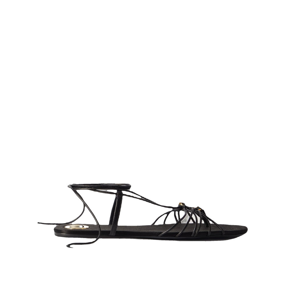 SAINT LAURENT BABYLONE FLAT SANDALS BLACK