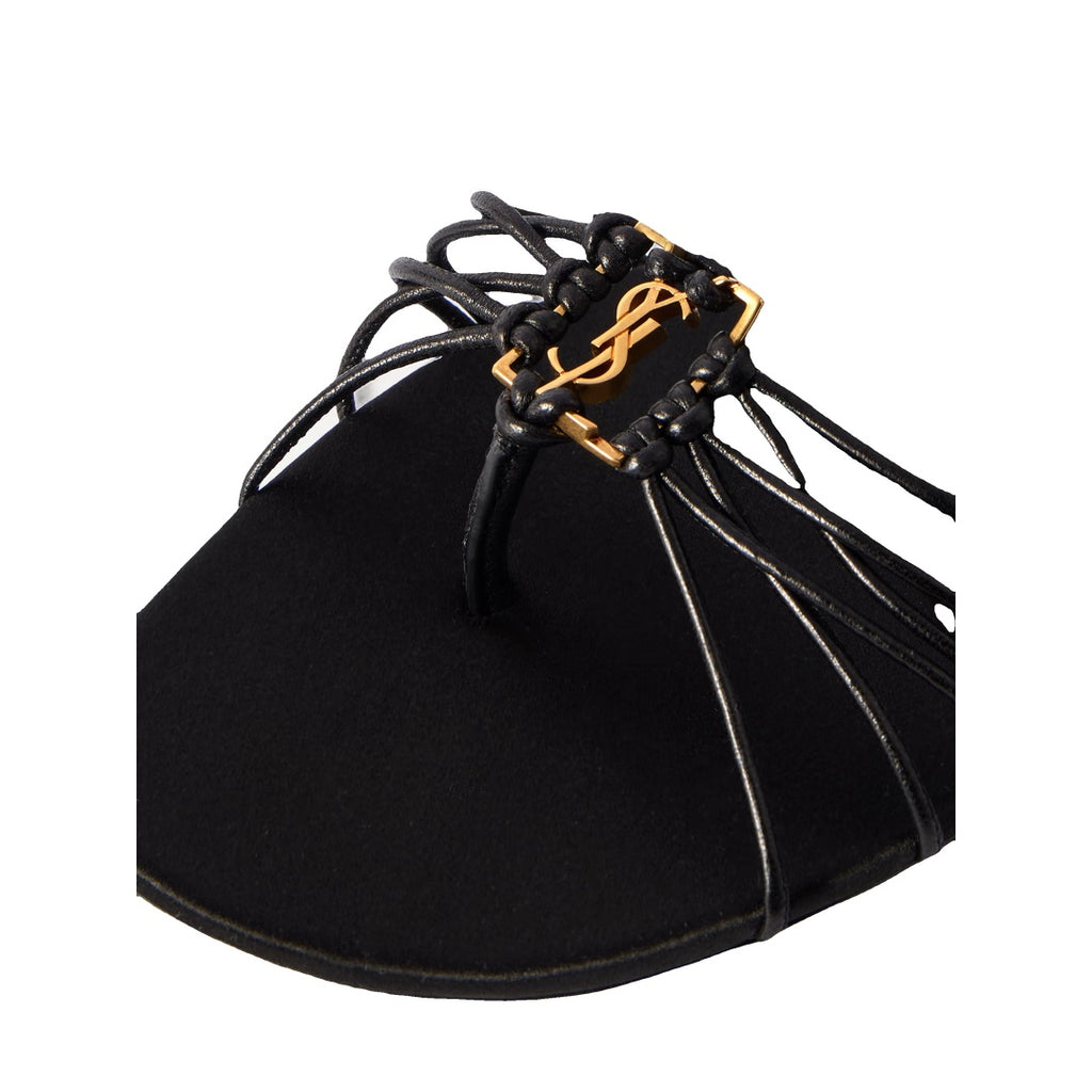 SAINT LAURENT BABYLONE FLAT SANDALS BLACK