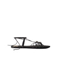 SAINT LAURENT BABYLONE GOLD-TONE PLEATED SANDALS BLACK