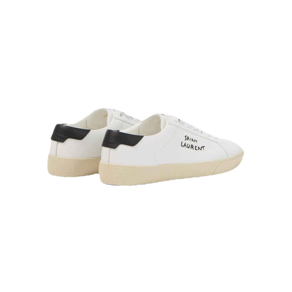 SAINT LAURENT CLASSIC SL/ EMBROIDERED SNEAKERS WHITE
