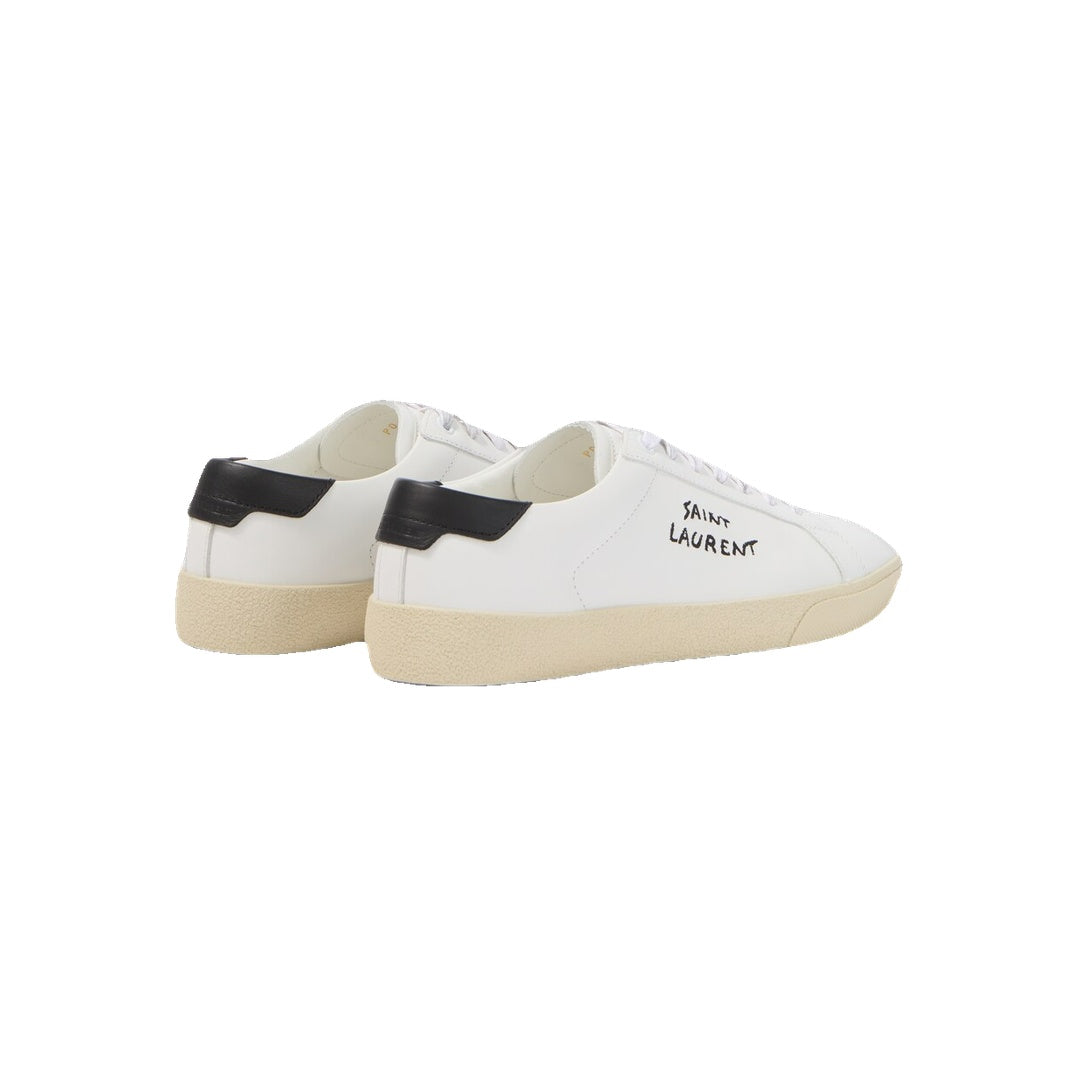 SAINT LAURENT CLASSIC SL/ EMBROIDERED SNEAKERS WHITE