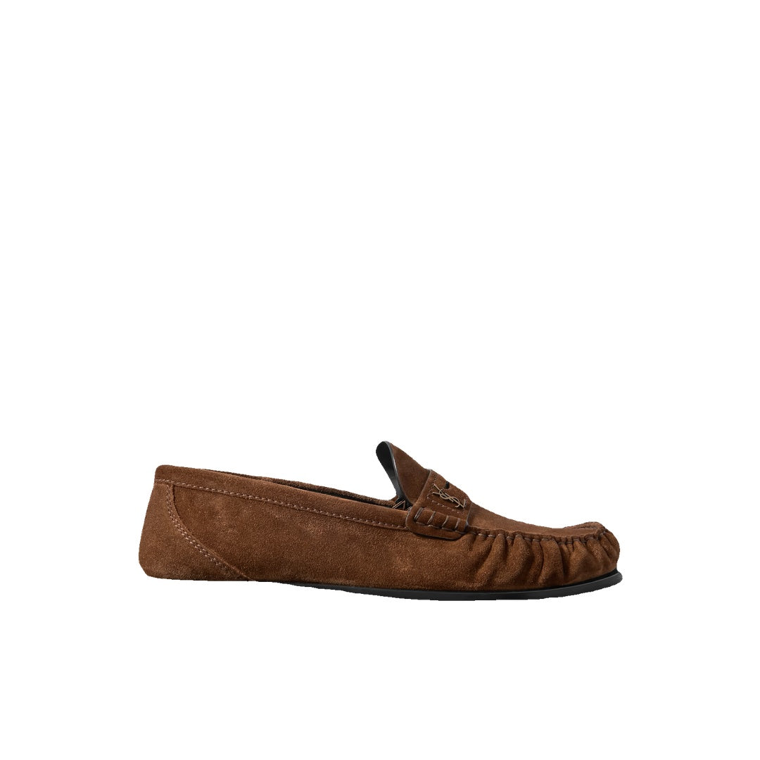 SAINT LAURENT CASSANDRE-DETAIL LOAFERS TAN