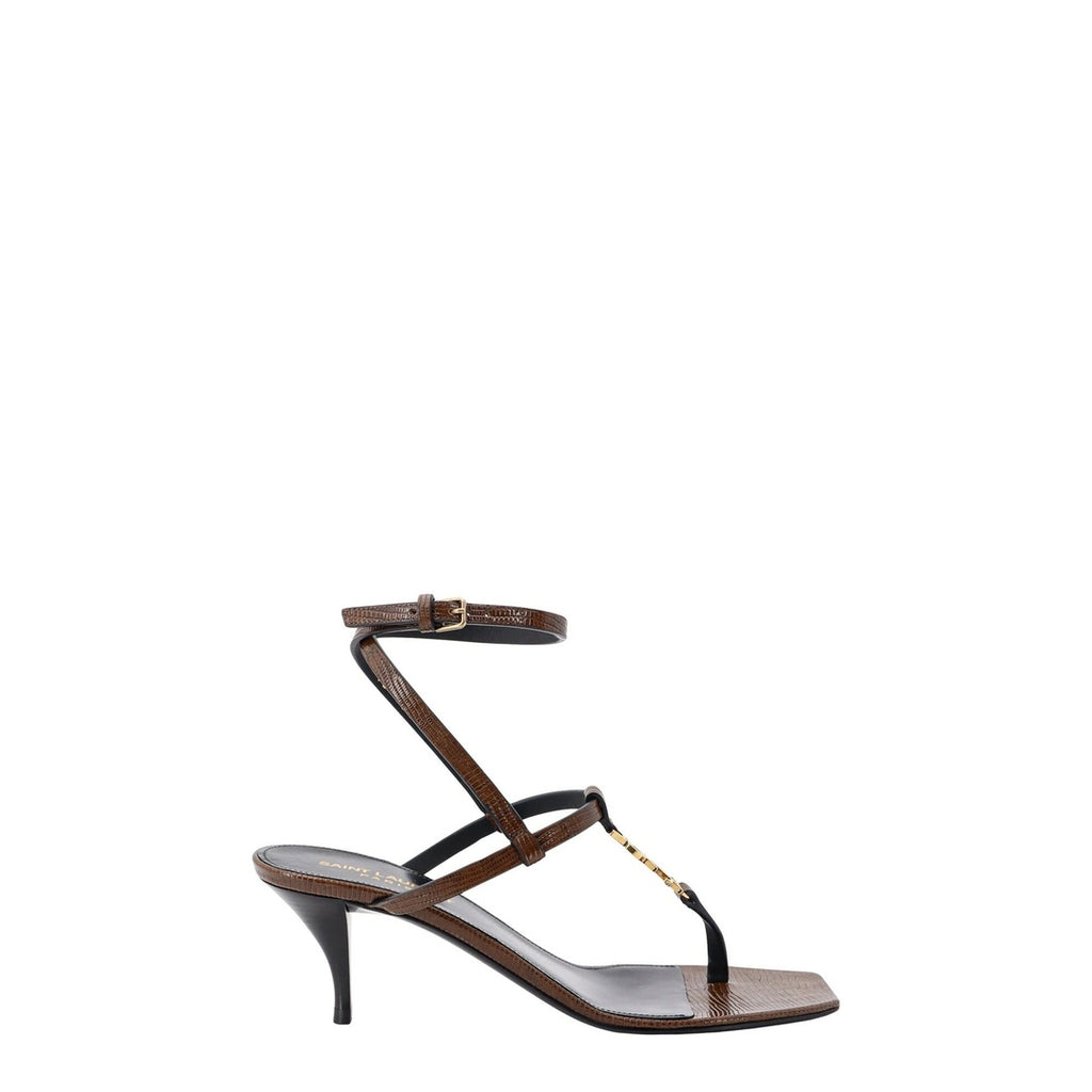 SAINT LAURENT CASSANDRA SANDALS BROWN