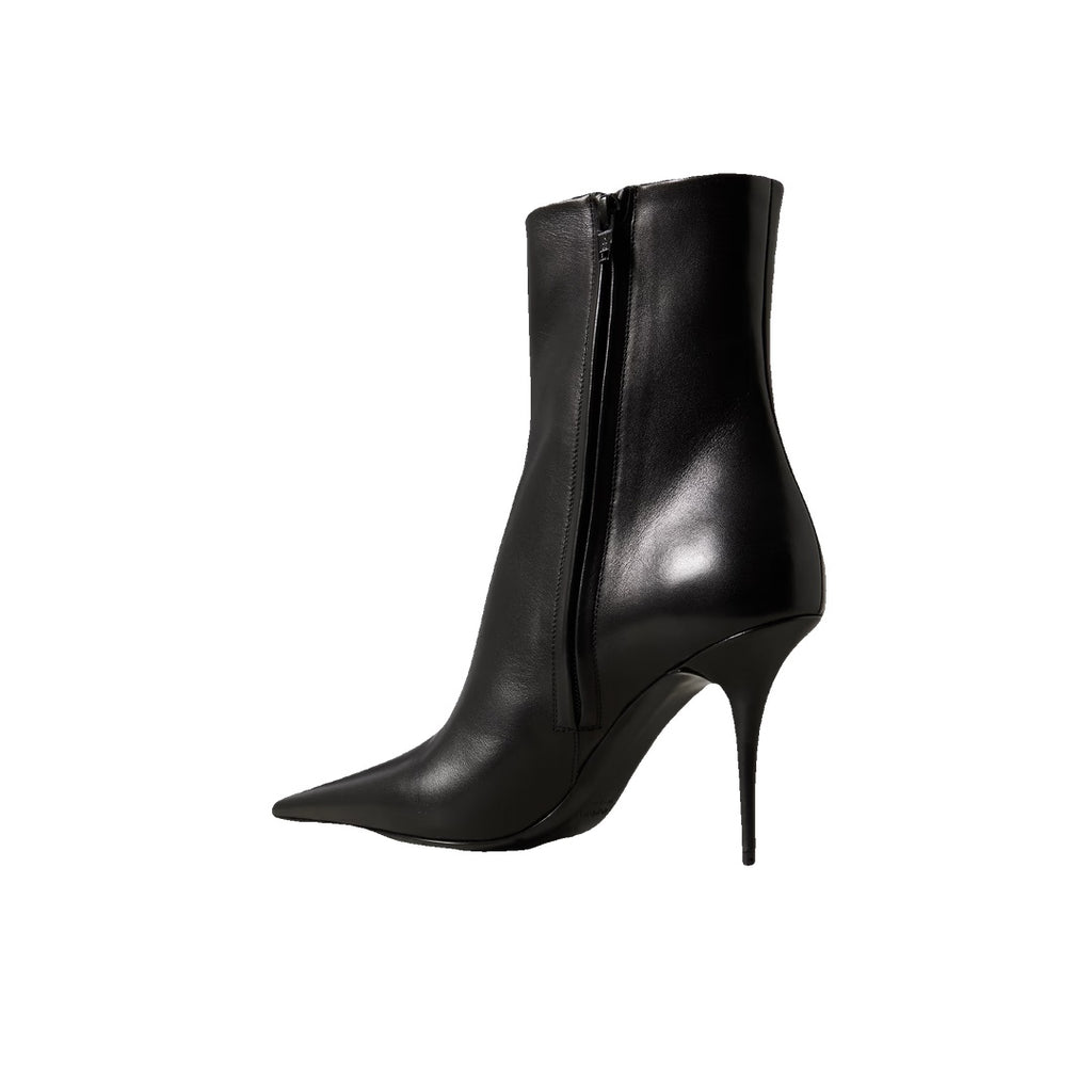 SAINT LAURENT 90MM ASHLEY POINTED-TOE ANKLE BOOTS BLACK