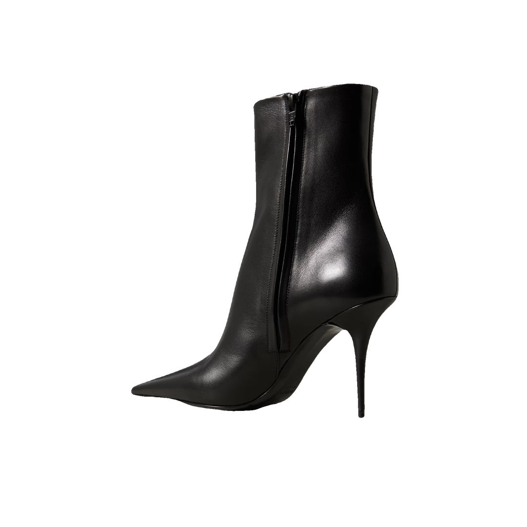 SAINT LAURENT 90MM ASHLEY POINTED-TOE ANKLE BOOTS BLACK