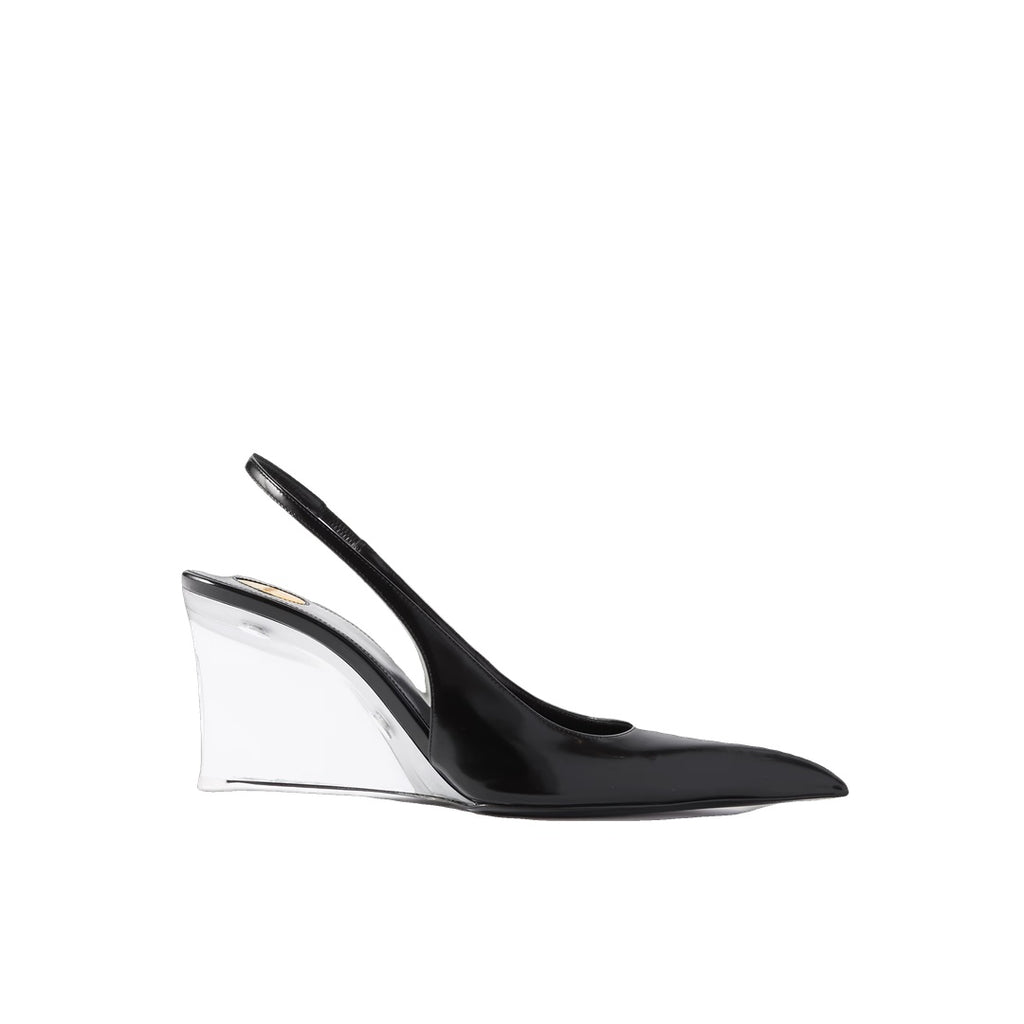 SAINT LAURENT SLINGBACK WEDGE PUMPS BLACK