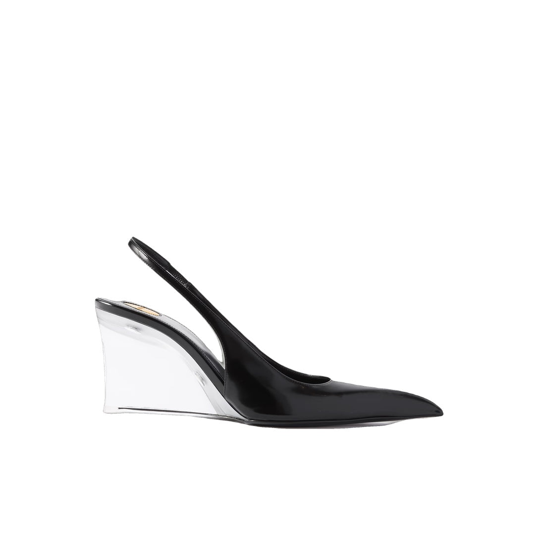 SAINT LAURENT SLINGBACK WEDGE PUMPS BLACK