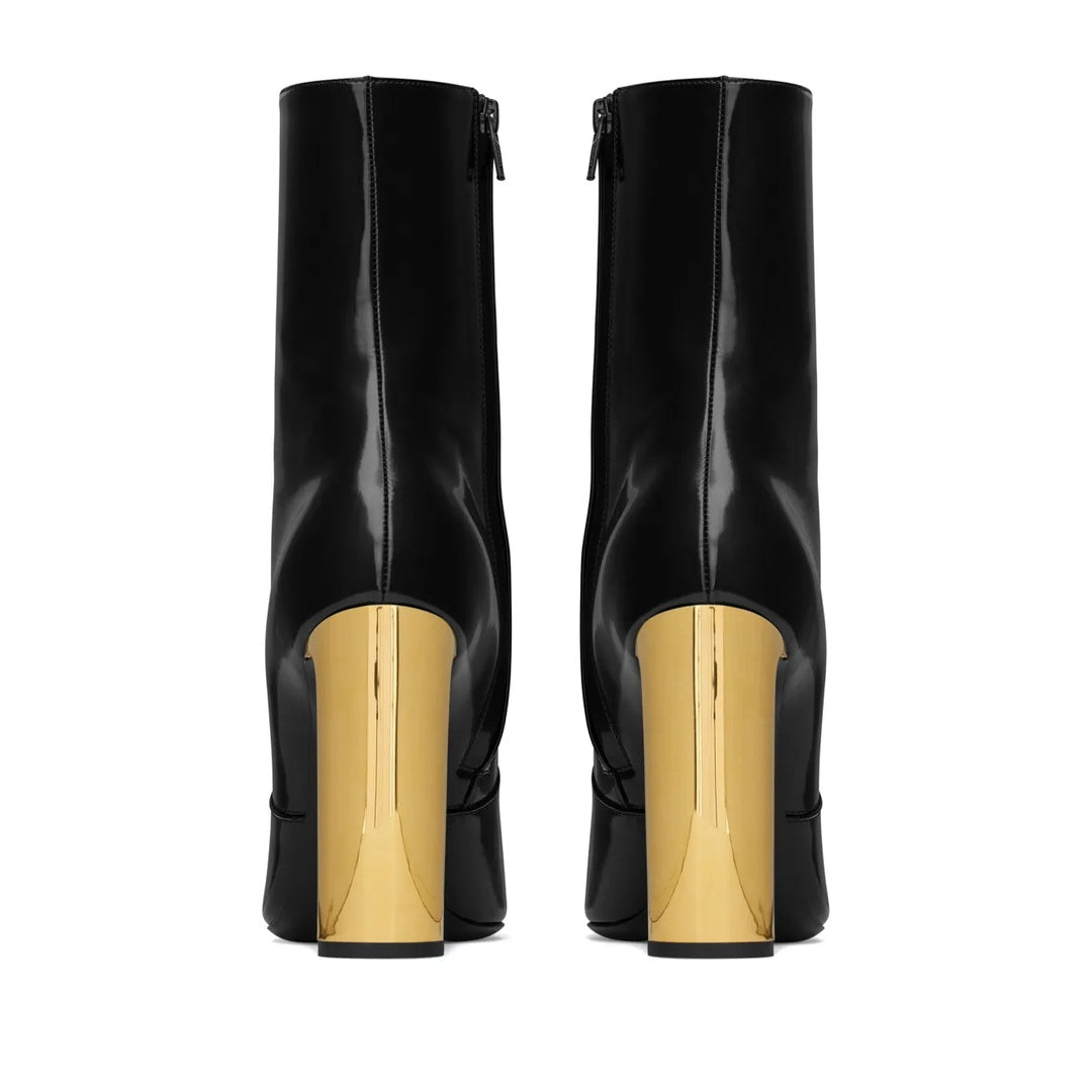 SAINT LAURENT AUTEUIL 100MM LEATHER BOOTS BLACK