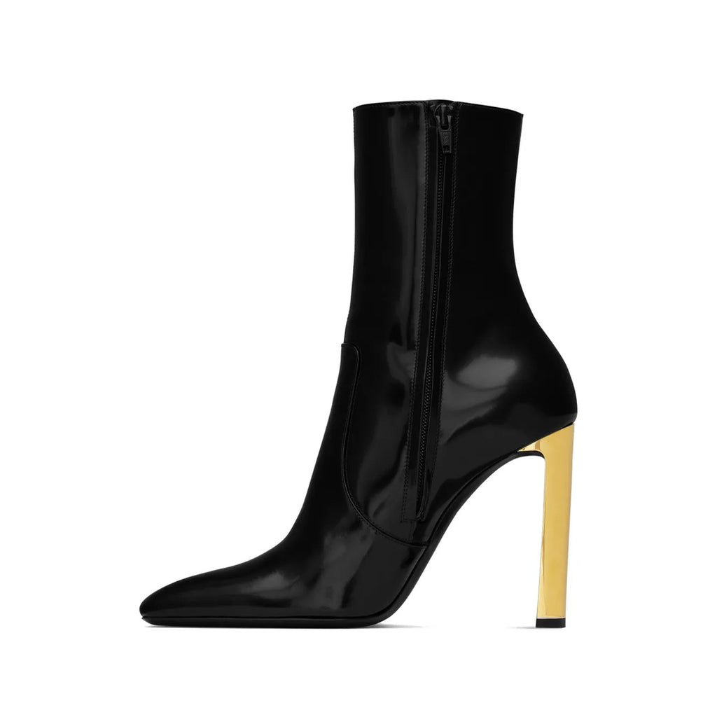 SAINT LAURENT AUTEUIL 100MM LEATHER BOOTS BLACK