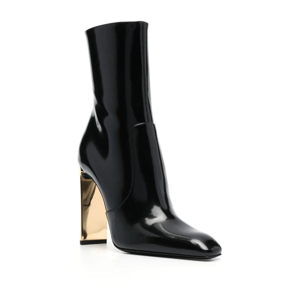 SAINT LAURENT AUTEUIL 100MM LEATHER BOOTS BLACK