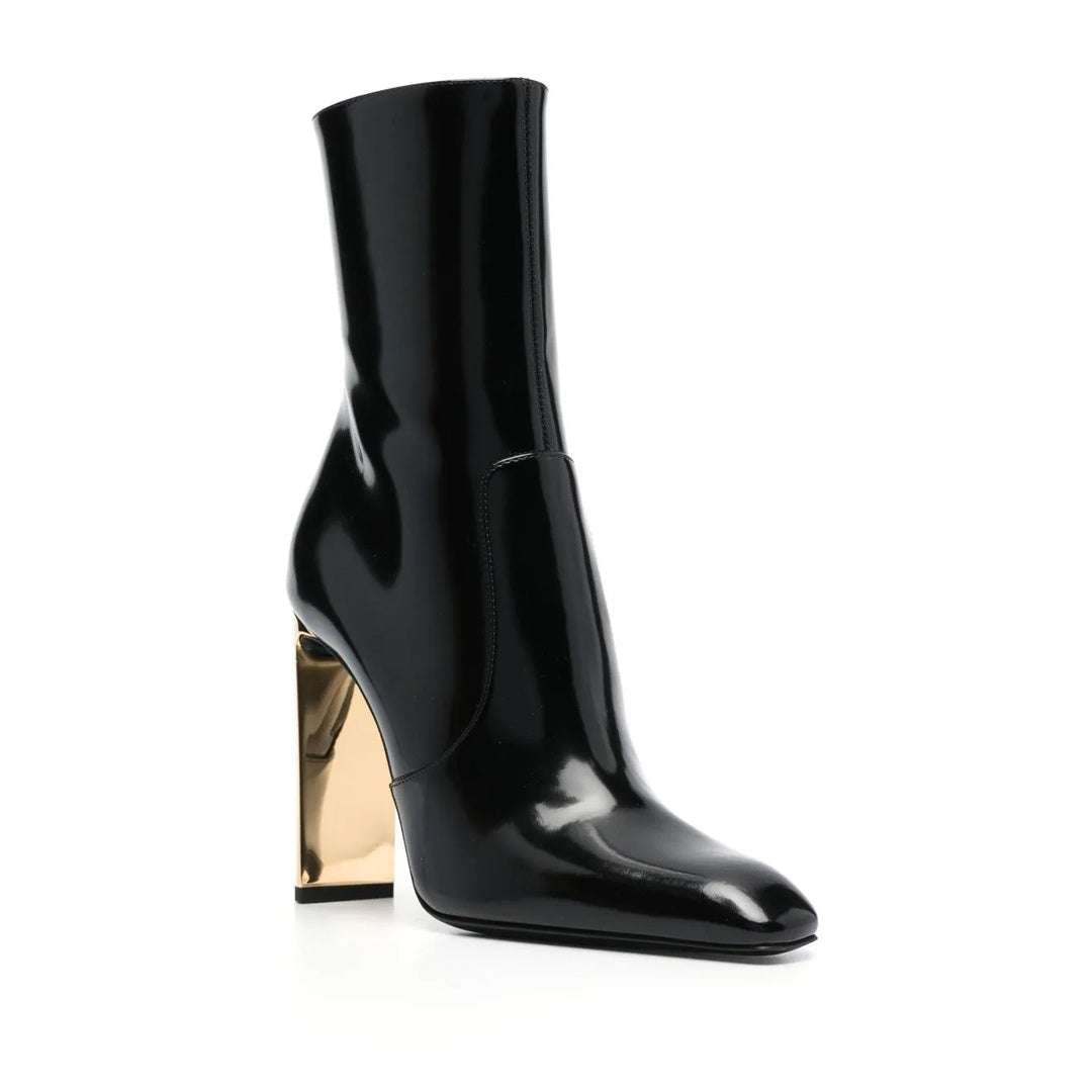 SAINT LAURENT AUTEUIL 100MM LEATHER BOOTS BLACK