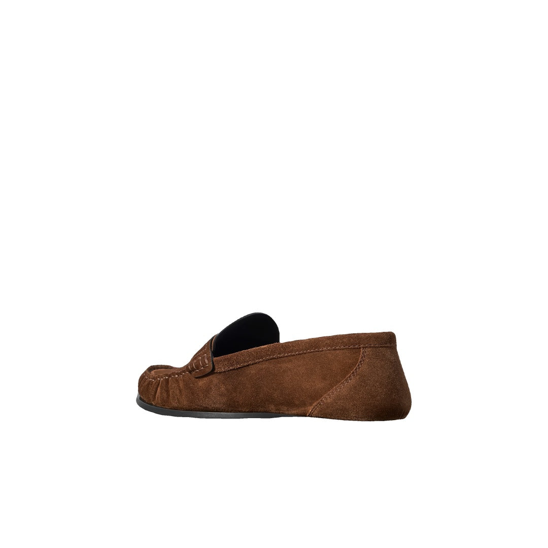 SAINT LAURENT LE SUPPLE PENNY-DETAIL LOAFERS BROWN