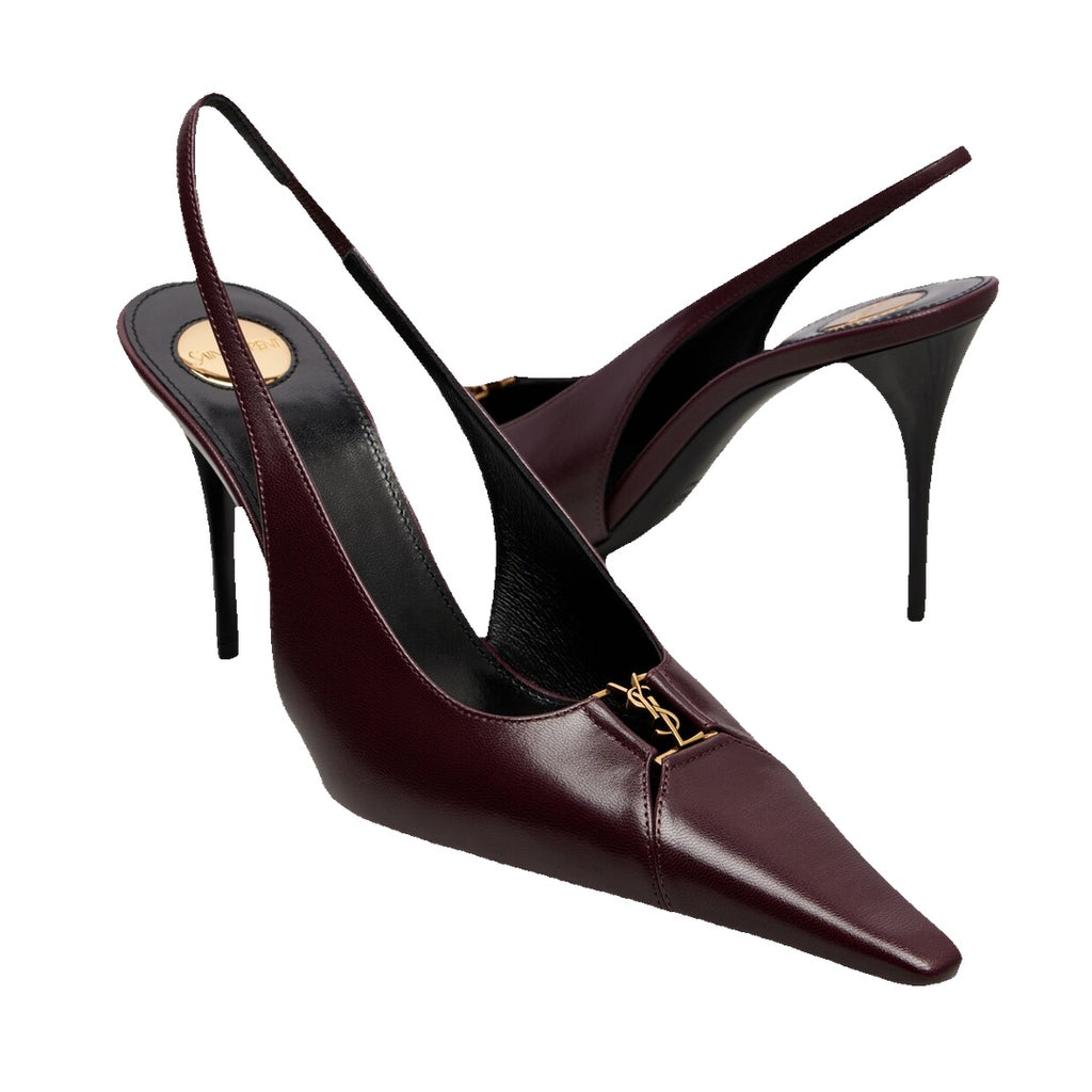 SAINT LAURENT BRETEUIL LEATHER PUMPS BURGUNDY