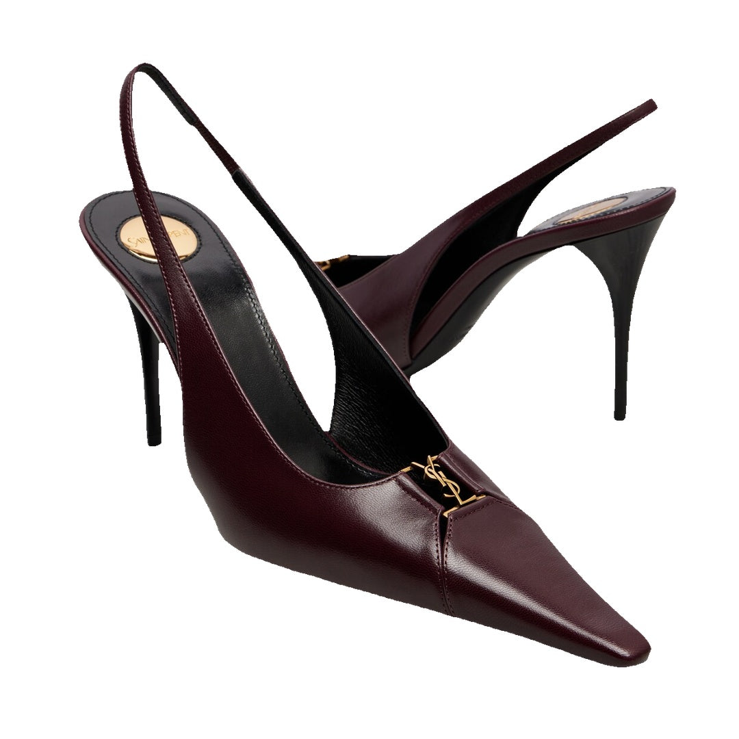 SAINT LAURENT BRETEUIL LEATHER PUMPS BURGUNDY