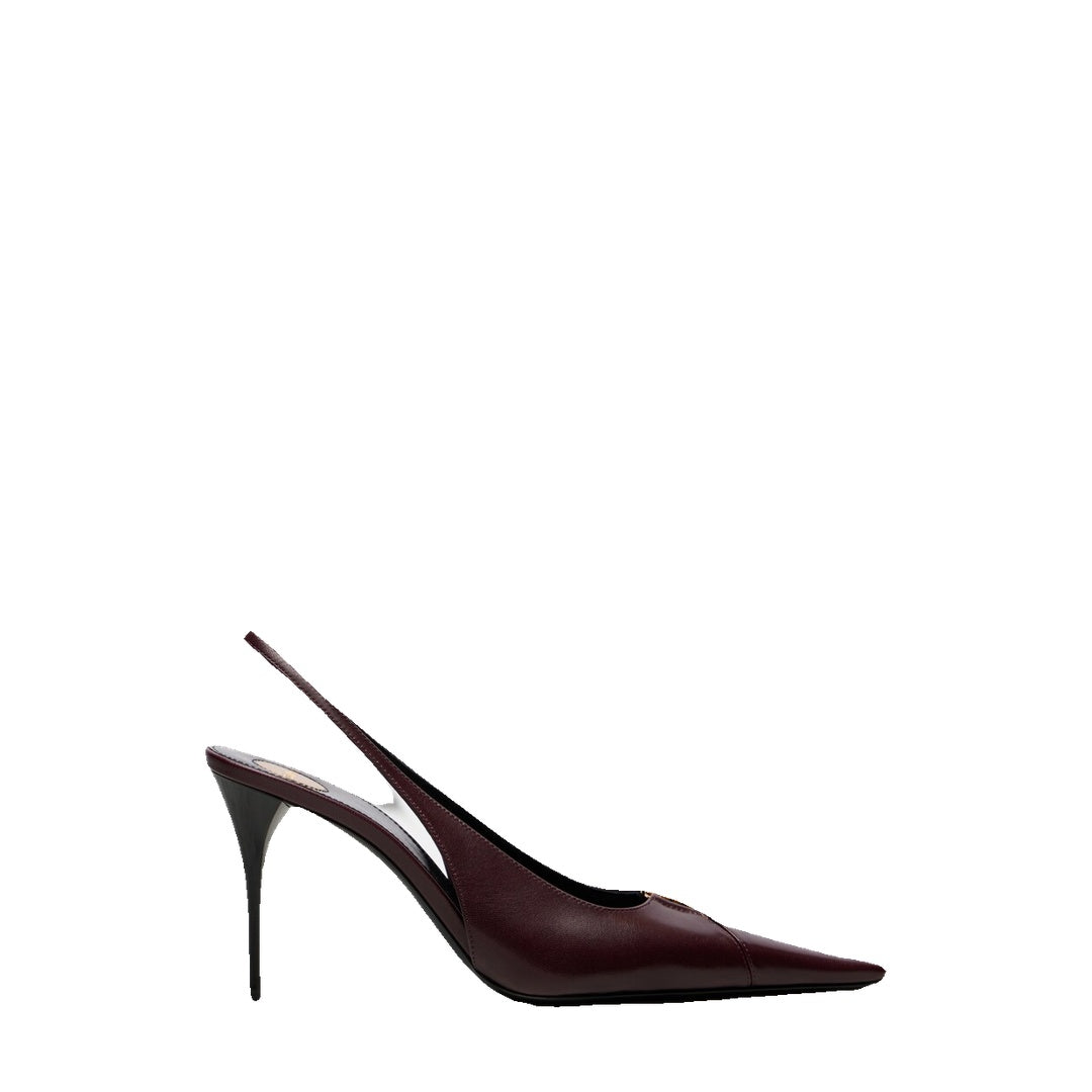 SAINT LAURENT BABYLONE BRETEUIL SLINGBACK PUMPS BURGUNDY