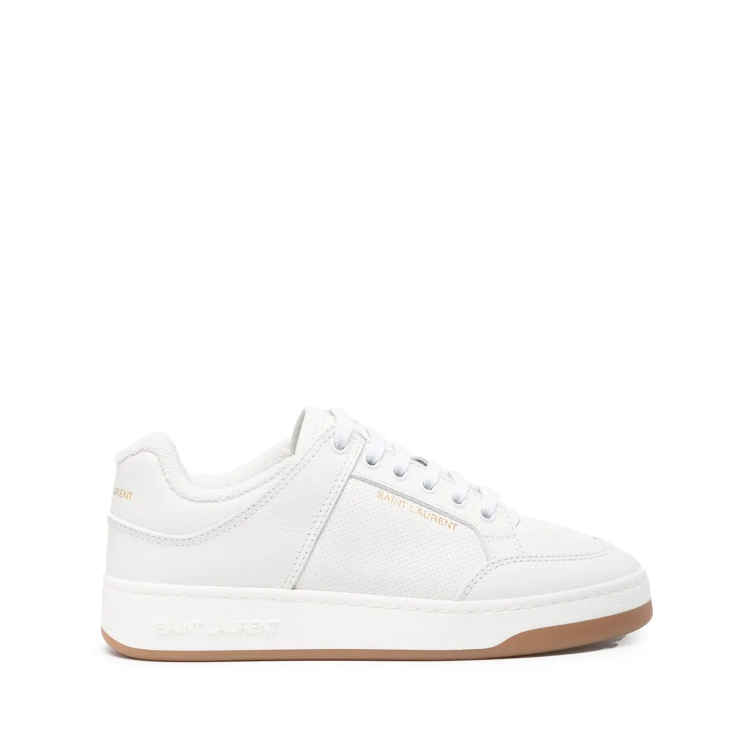 SAINT LAURENT SL/ LACE-UP LEATHER SNEAKERS WHITE