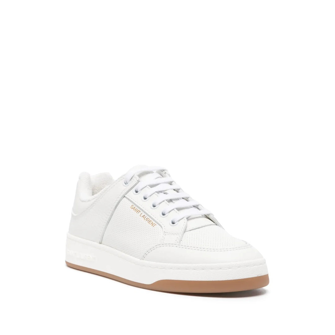 SAINT LAURENT SL/ LACE-UP LEATHER SNEAKERS WHITE