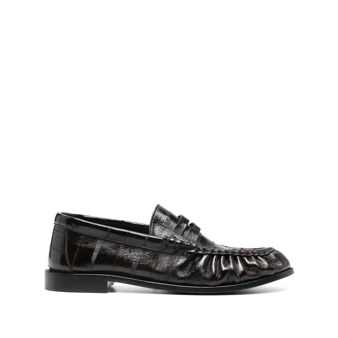 SAINT LAURENT GATHERED CASSANDRE LOAFERS BROWN