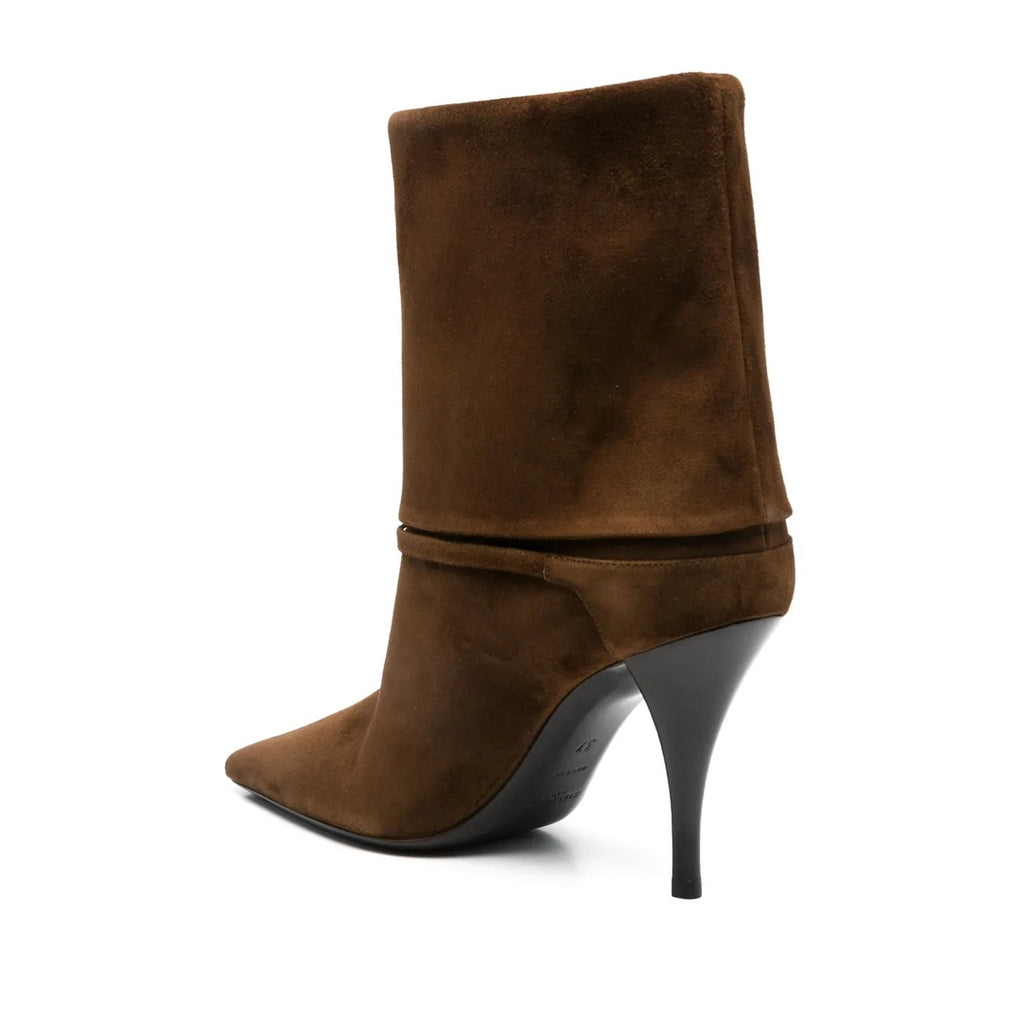 SAINT LAURENT 85MM FOLDED BOOTS BROWN