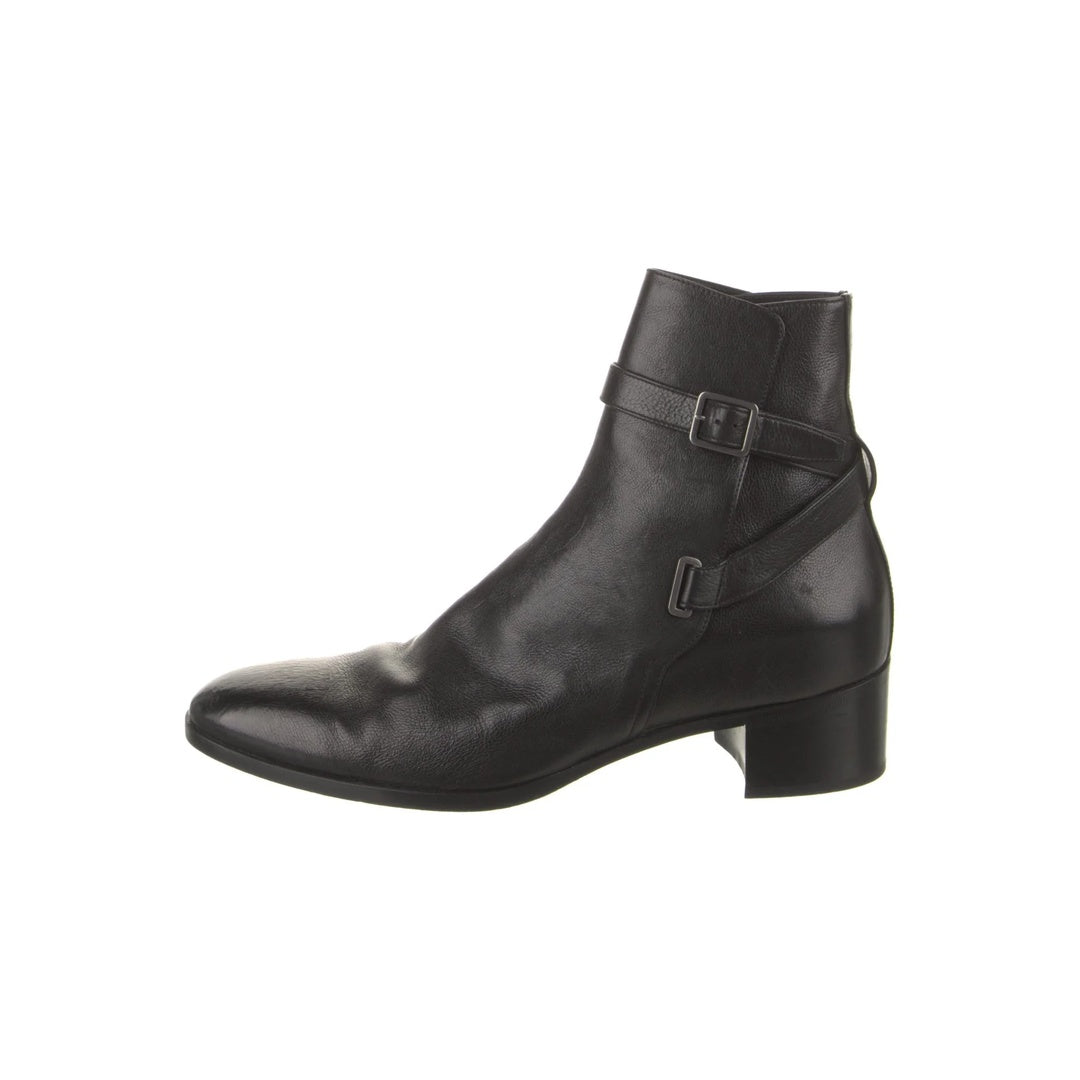 SAINT LAURENT HUNT 25MM LEATHER BOOTS BLACK