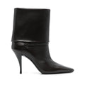 SAINT LAURENT NIKI FOLD-OVER LEATHER BOOTS BROWN